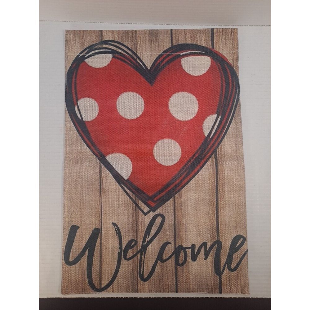 Valentines Welcome Heart Garden Flag‎ 12x18 Home & Garden Double Sided